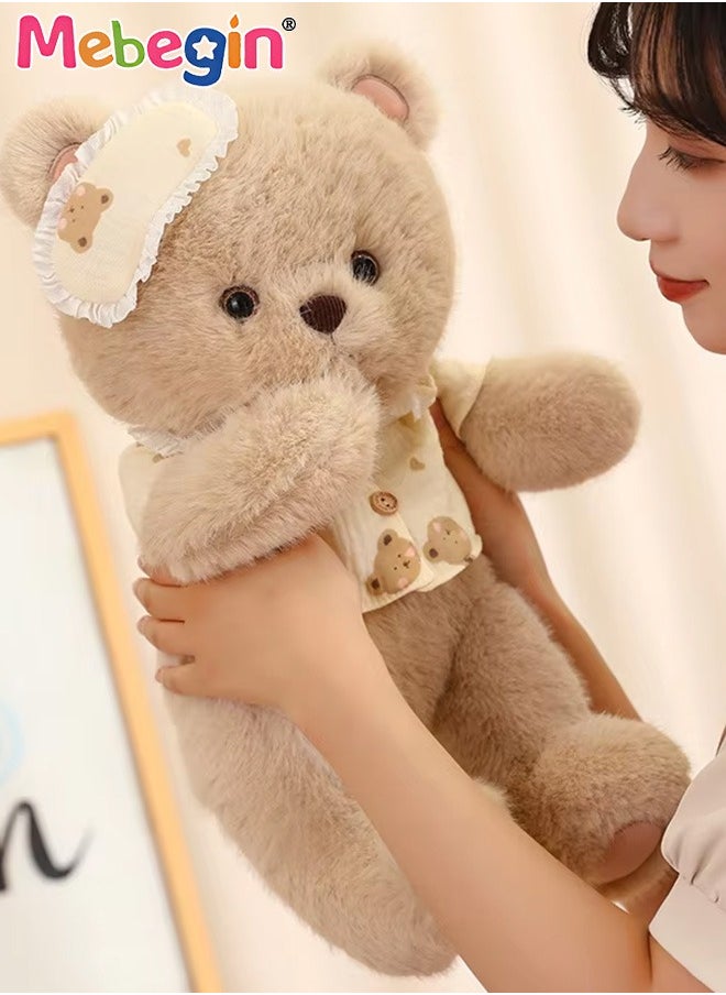 40cm Soft Animal Plush Toy, Resilient Plush Bear, Fuzzy Sitting Plush Bear Embroided with Eyepatch, Good Companion for Kids to Sleep, Ideal Gift for Kids and Adults