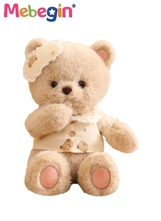 40cm Soft Animal Plush Toy, Resilient Plush Bear, Fuzzy Sitting Plush Bear Embroided with Eyepatch, Good Companion for Kids to Sleep, Ideal Gift for Kids and Adults