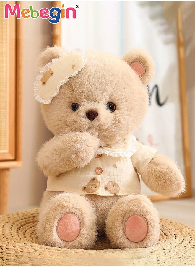 40cm Soft Animal Plush Toy, Resilient Plush Bear, Fuzzy Sitting Plush Bear Embroided with Eyepatch, Good Companion for Kids to Sleep, Ideal Gift for Kids and Adults
