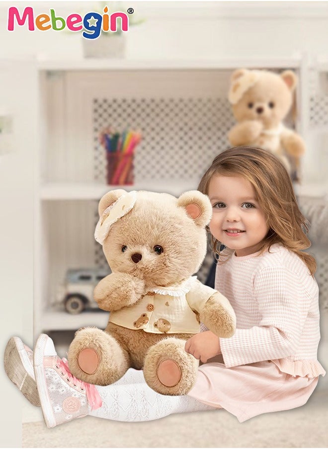 40cm Soft Animal Plush Toy, Resilient Plush Bear, Fuzzy Sitting Plush Bear Embroided with Eyepatch, Good Companion for Kids to Sleep, Ideal Gift for Kids and Adults