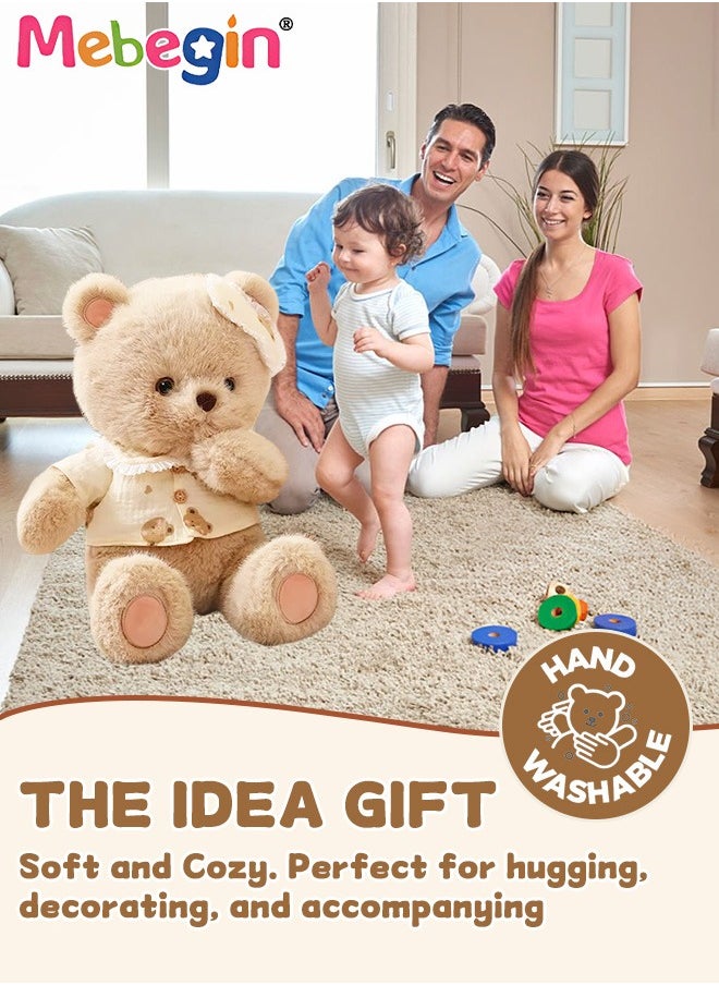 40cm Soft Animal Plush Toy, Resilient Plush Bear, Fuzzy Sitting Plush Bear Embroided with Eyepatch, Good Companion for Kids to Sleep, Ideal Gift for Kids and Adults