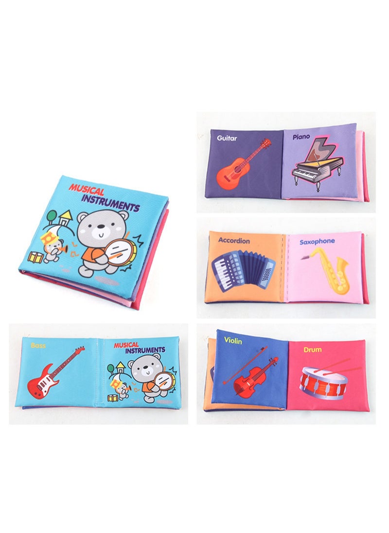 Infant And Toddler Early Childhood Education Cognitive English Palm Cloth Book Toys Tear-Resistant Cloth Book With Sound-Resistant Paper (Musical Instrument Cloth Book)