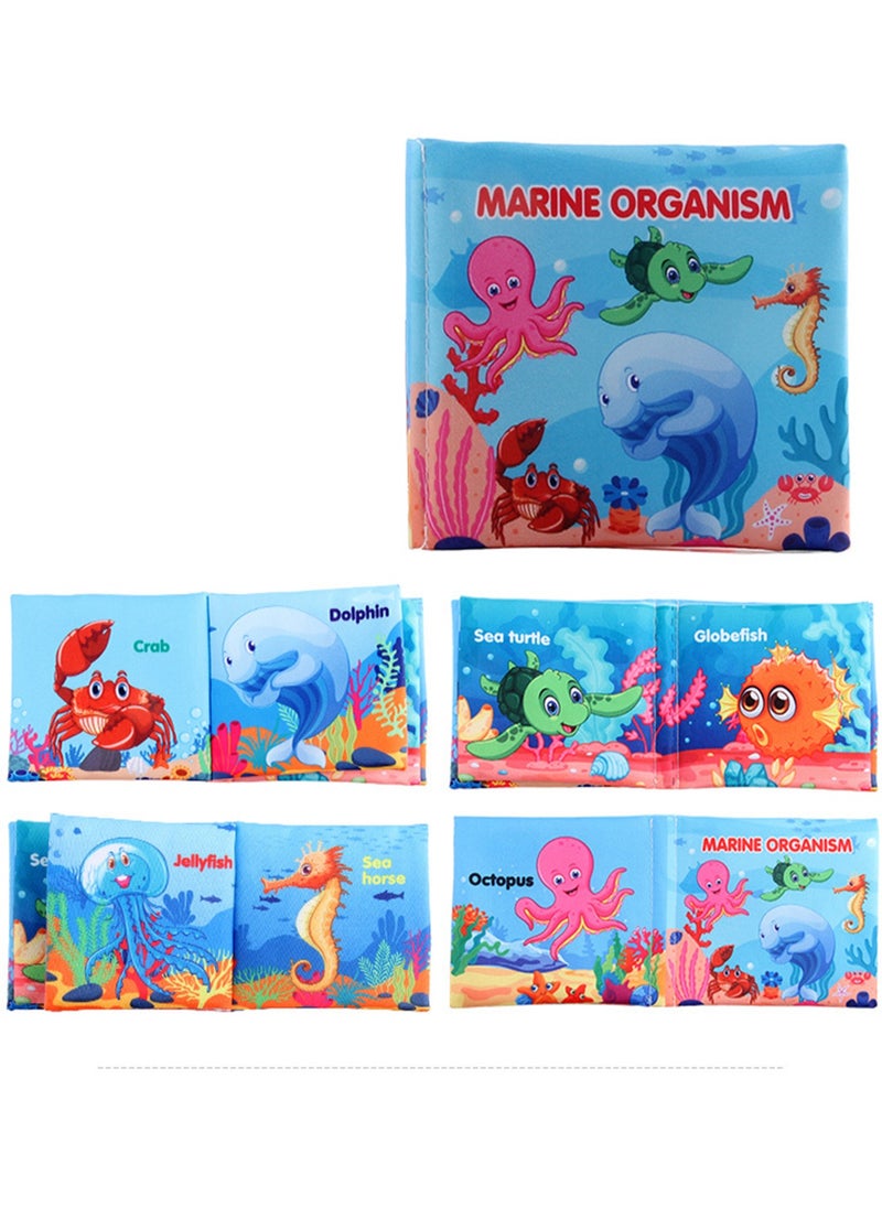 Infant And Toddler Early Childhood Education Cognitive English Palm Cloth Book Toys Tear-Resistant Cloth Book With Sound-Resistant Paper (Marine Animals)