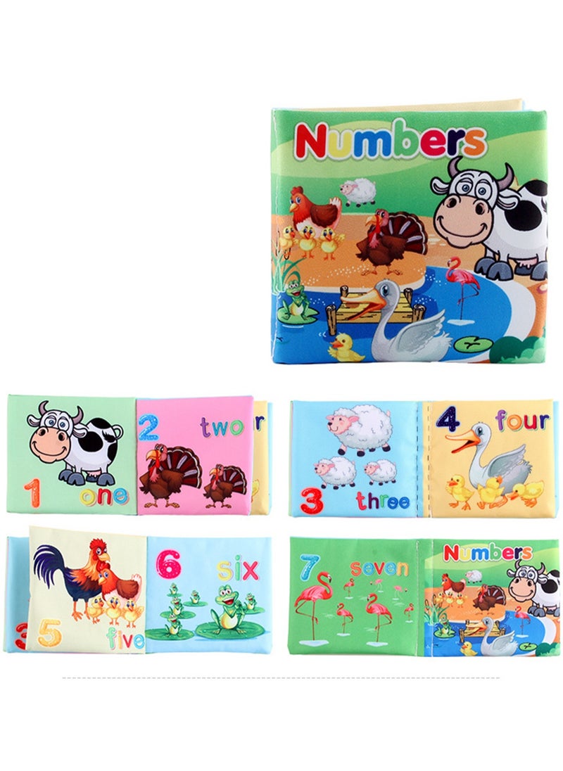 Infant And Toddler Early Childhood Education Cognitive English Palm Cloth Book Toys Tear-Resistant Cloth Book With Sound-Resistant Paper (Digital Cow Cloth Book)