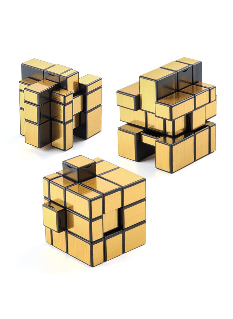 Children's science education puzzle three-level Rubik's Cube 5.7cm gold sticker mirror Rubik's Cube toy