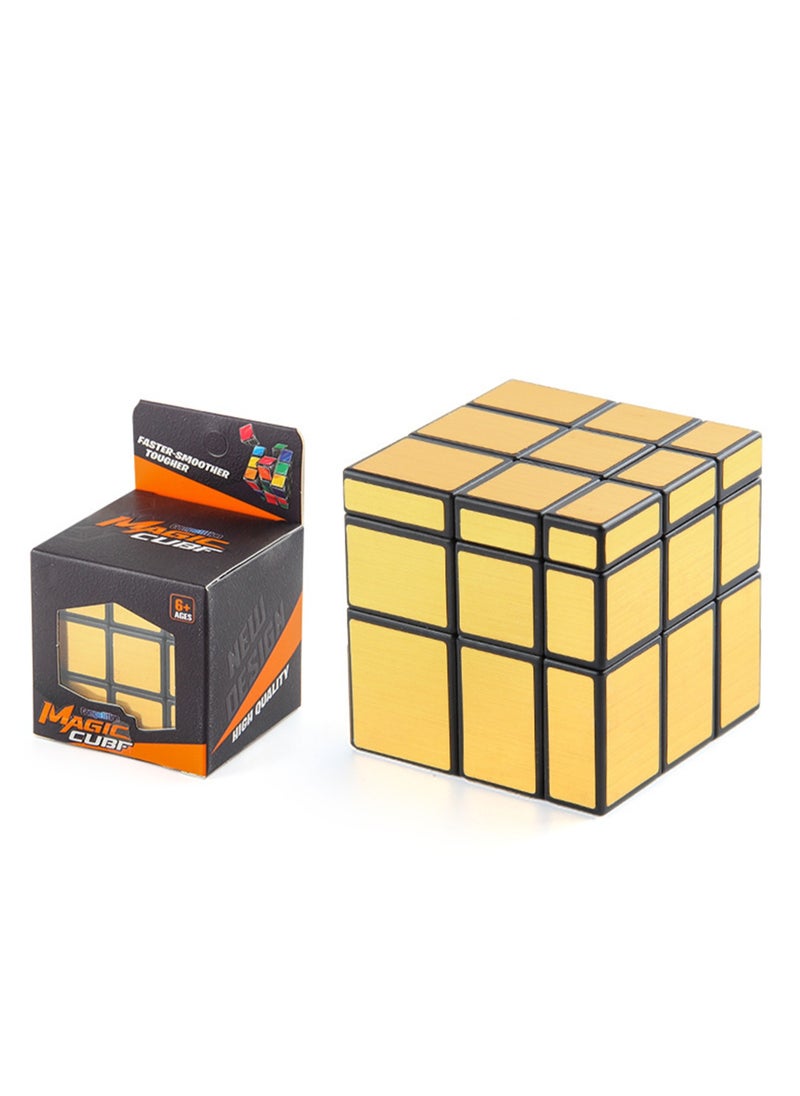 Children's science education puzzle three-level Rubik's Cube 5.7cm gold sticker mirror Rubik's Cube toy