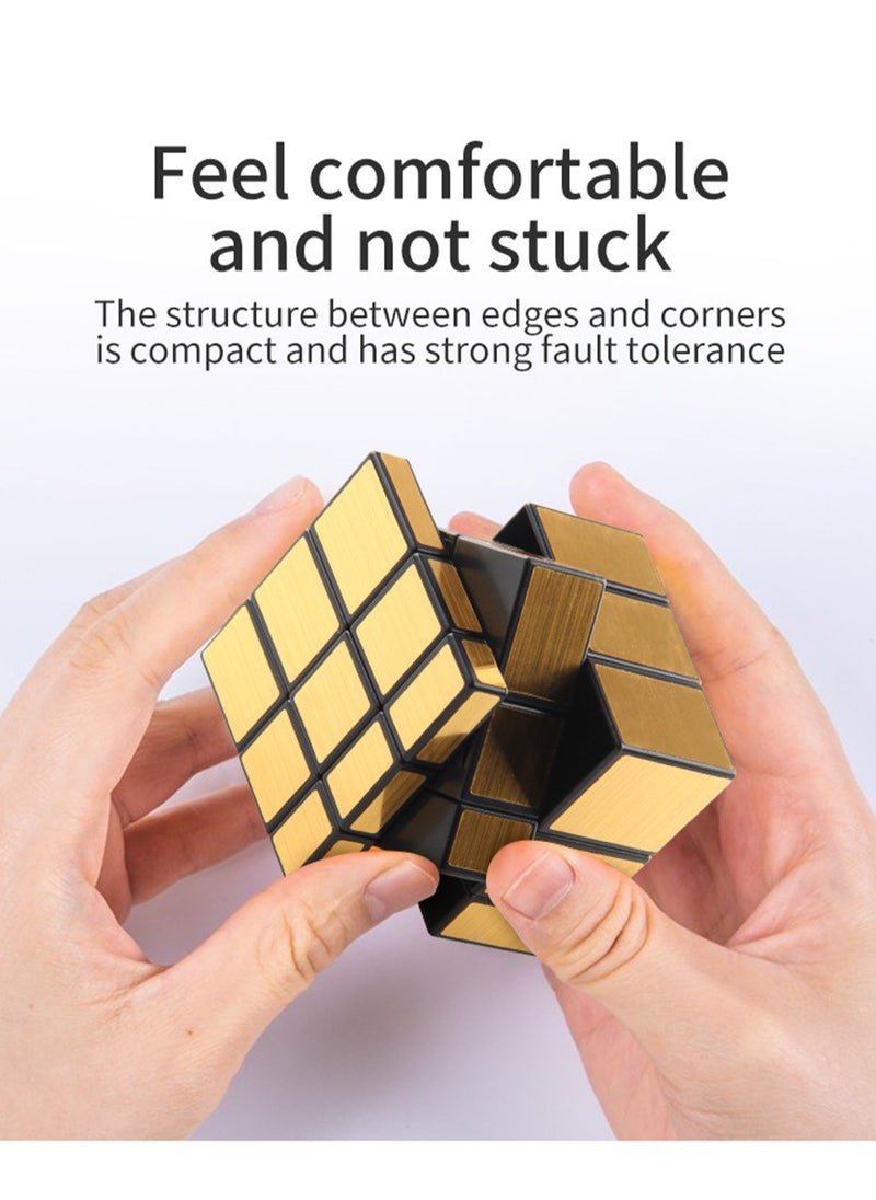 Children's science education puzzle three-level Rubik's Cube 5.7cm gold sticker mirror Rubik's Cube toy