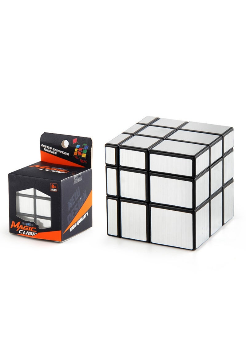 Children's Science Educational Puzzle Three-order Rubik's Cube 5.7cm Mirror Rubik's Cube Toy (Silver)