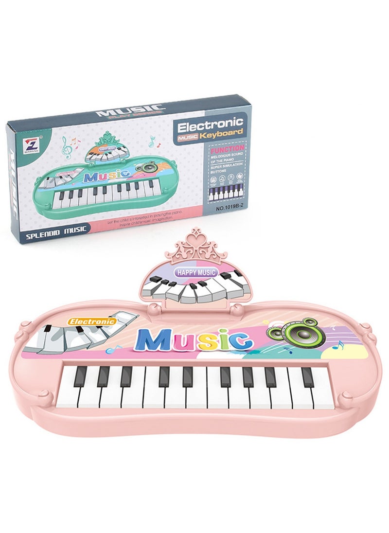 Children's Electronic Keyboard Toys, Educational Early Childhood Musical Instrument, Electronic Keyboard, 13-key Simulated Music Piano (Pink Crown Electronic Piano)