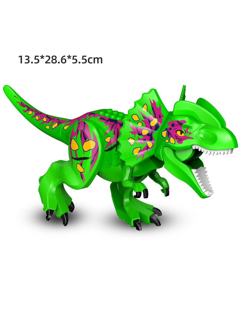 1-Pack Jurassic Large Dinosaur Building Blocks Tyrannosaurus Rex Quetzalcoatlus Spinosaurus Activity Model Children's Toy (Green Dilophosaurus 17*27.6*4.5cm)