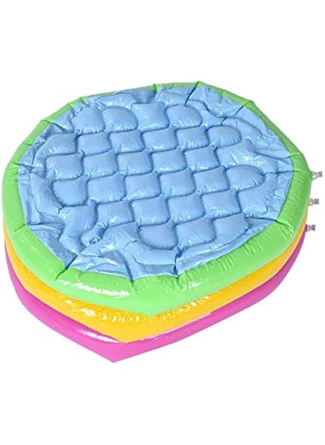 Toy Round Pool, Three-Ring Rainbow Foldable Inflatable Swimming Tub Baby Waterproof Play House Sand Table Fishing Toy Toddlers Shower Bathtub for Children Kids(60cm)