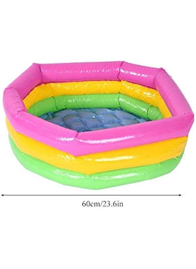 Toy Round Pool, Three-Ring Rainbow Foldable Inflatable Swimming Tub Baby Waterproof Play House Sand Table Fishing Toy Toddlers Shower Bathtub for Children Kids(60cm)