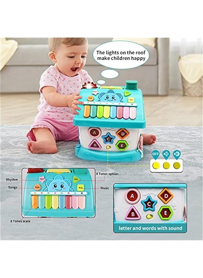 Baby Toys,Functional House for Baby 12-18 Months - Montessori Toys for 1 2 3 Year Old,Toys with Sound/Lights/Music/Clock/Telephone/Car,Smart Learning Home (Blue)