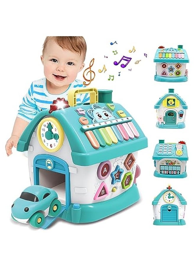 Baby Toys,Functional House for Baby 12-18 Months - Montessori Toys for 1 2 3 Year Old,Toys with Sound/Lights/Music/Clock/Telephone/Car,Smart Learning Home (Blue)