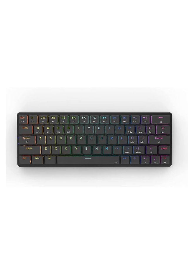 K624P ELISE PRO RGB 60% Wireless 2.4Ghz / Bluetooth 5.0 / Wired Type C Gaming Mechanical Keyboard – Low Profile Red Switches (Black)