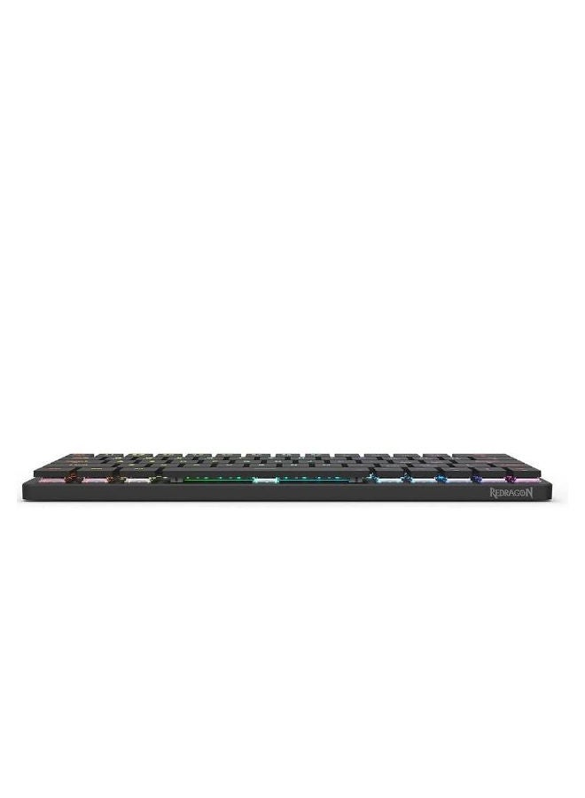 K624P ELISE PRO RGB 60% Wireless 2.4Ghz / Bluetooth 5.0 / Wired Type C Gaming Mechanical Keyboard – Low Profile Red Switches (Black)