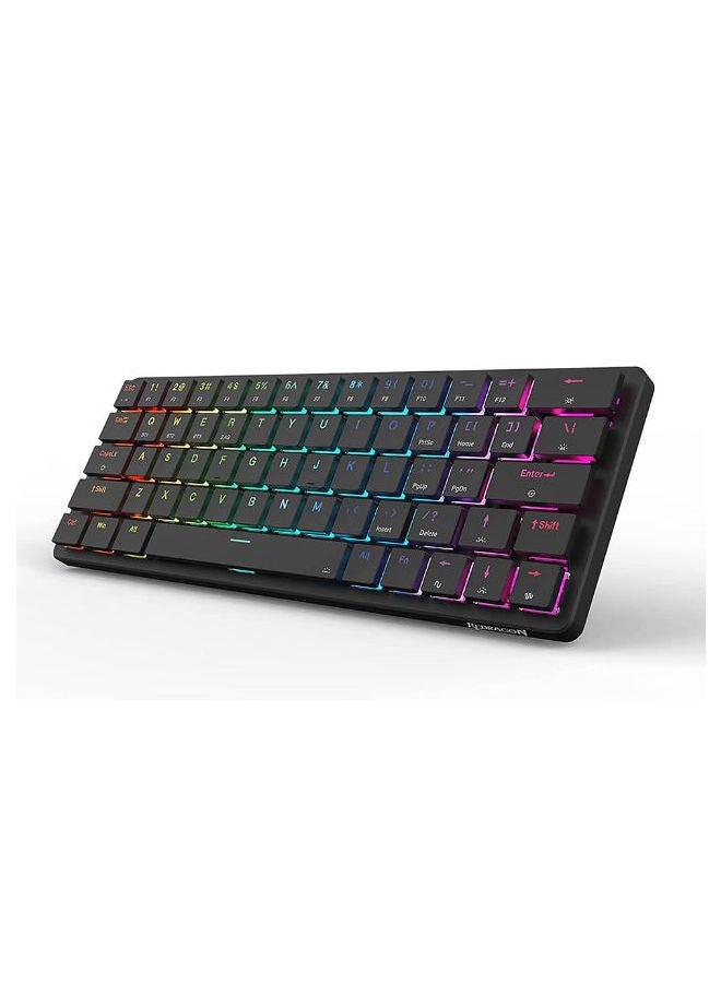 K624P ELISE PRO RGB 60% Wireless 2.4Ghz / Bluetooth 5.0 / Wired Type C Gaming Mechanical Keyboard – Low Profile Red Switches (Black)