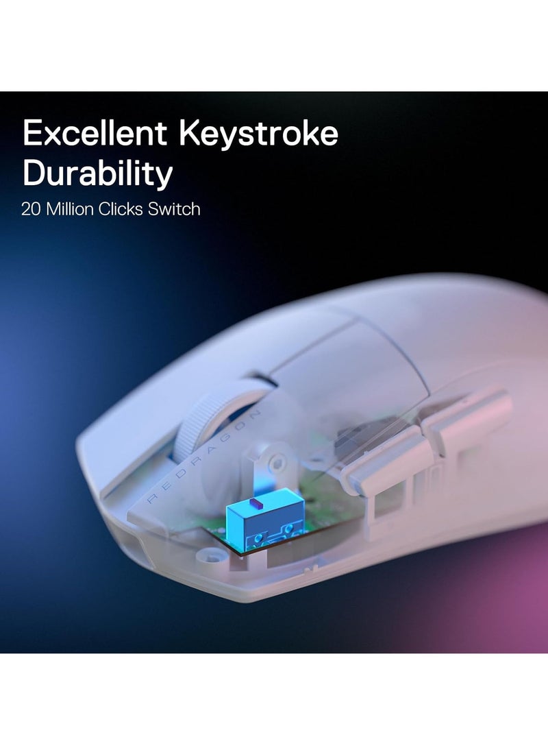 K1NG M724 Wired Gaming Mouse, 42G Ultra-Light 12,400 Max DPI Optical Gaming Mouse with 5 Programmable Buttons, Ergonomic Natural Grip Build, Software Supports DIY Keybinds & DPI, White