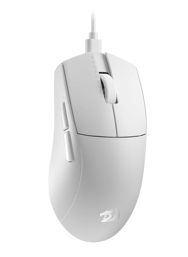 Wired Gaming Mouse M724 , 49G Ultra-Light 12,400 Max DPI Optical Gaming Mouse with 5 Programmable Buttons, Ergonomic Natural Grip Build, Software Supports DIY Keybinds & DPI, White