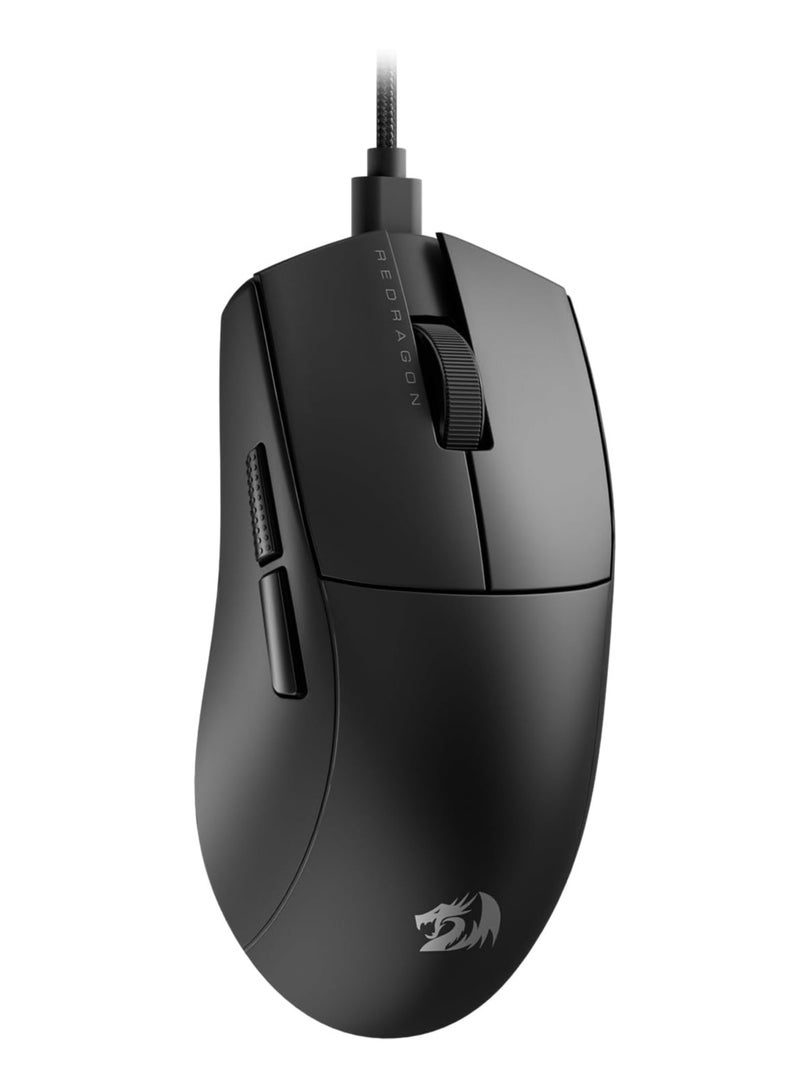 Wired Gaming Mouse M724 , 49G Ultra-Light 12,400 Max DPI Optical Gaming Mouse with 5 Programmable Buttons, Ergonomic Natural Grip Build, Software Supports DIY Keybinds & DPI, Black