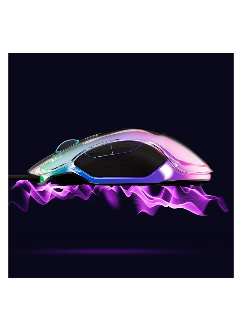 Vertux Phoenix Gaming Mouse | Transparent Top Cover | 12000 DPI Optical Sensor for High Precision | [2 Years-Warranty] Non-Slip Grid | 5 Programmable Buttons | 20 Million Clicks | 1000 Hz Polling Rate