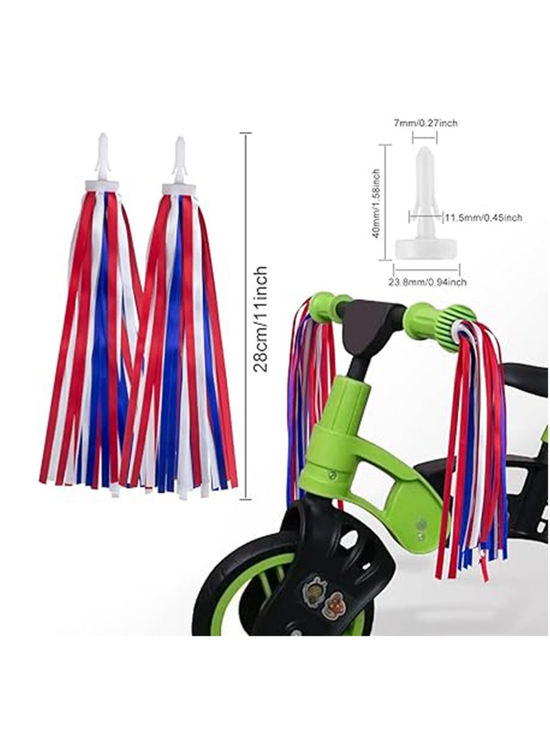 (Red, White and Blue) Bicycle Streamers Children Bicycle Tassels 1 Pair, Children's Bicycle Accessories Scooter Bicycle Tricycle Handlebar Streamers Handlebar Accessories Suitable for Girls and Boys