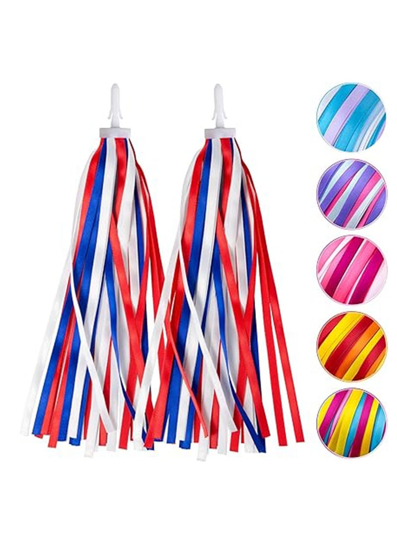 (Red, White and Blue) Bicycle Streamers Children Bicycle Tassels 1 Pair, Children's Bicycle Accessories Scooter Bicycle Tricycle Handlebar Streamers Handlebar Accessories Suitable for Girls and Boys