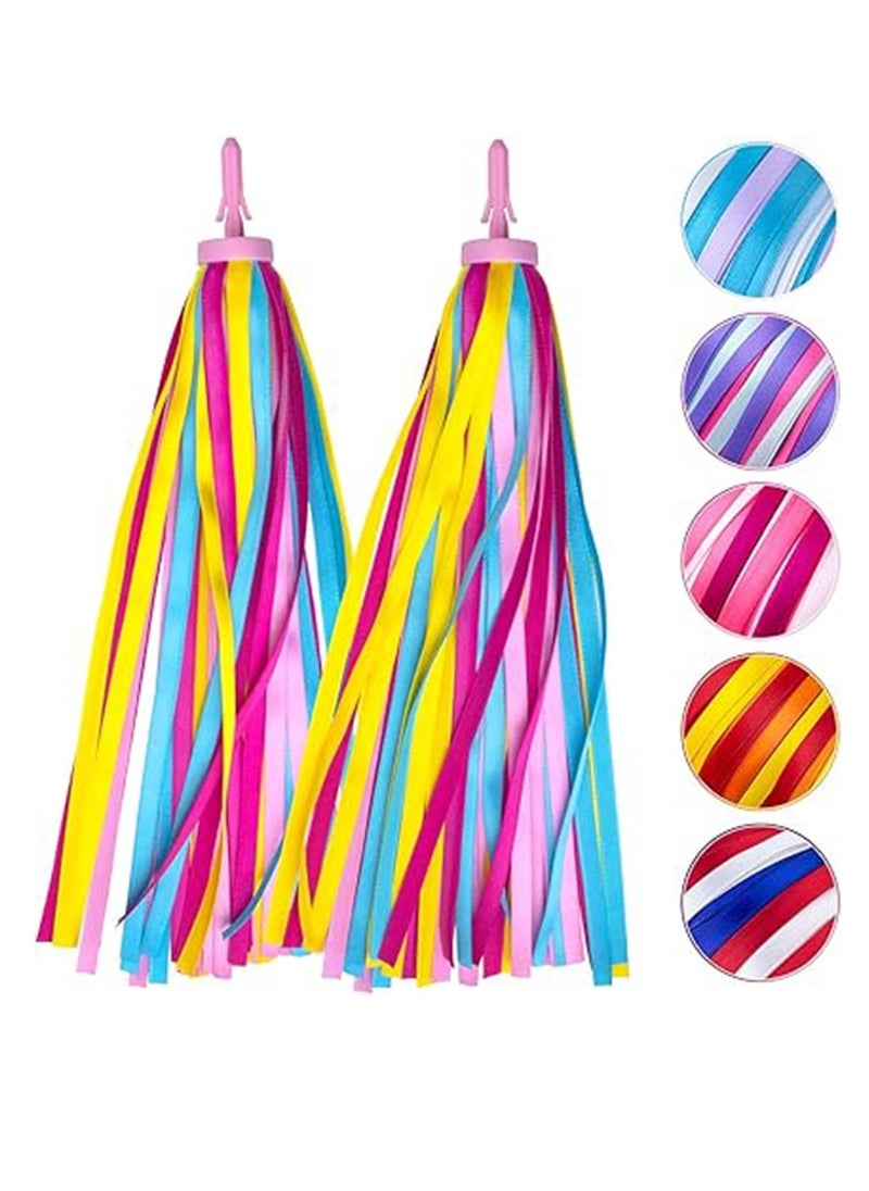 (Yellow-pink) Bicycle Streamers Children Bicycle Tassels 1 Pair, Children's Bicycle Accessories Scooter Bicycle Tricycle Handlebar Streamers Handlebar Accessories Suitable for Girls and Boys