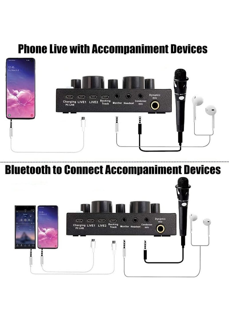 Podcast Equipment Set, BM-800 Mic Kit with V8 Live Sound Card, Condenser PC Gaming Mic with Professional Audio Mixer, Prefect for Streaming, Computer, Singing, Youtube, Recording (BLACK)