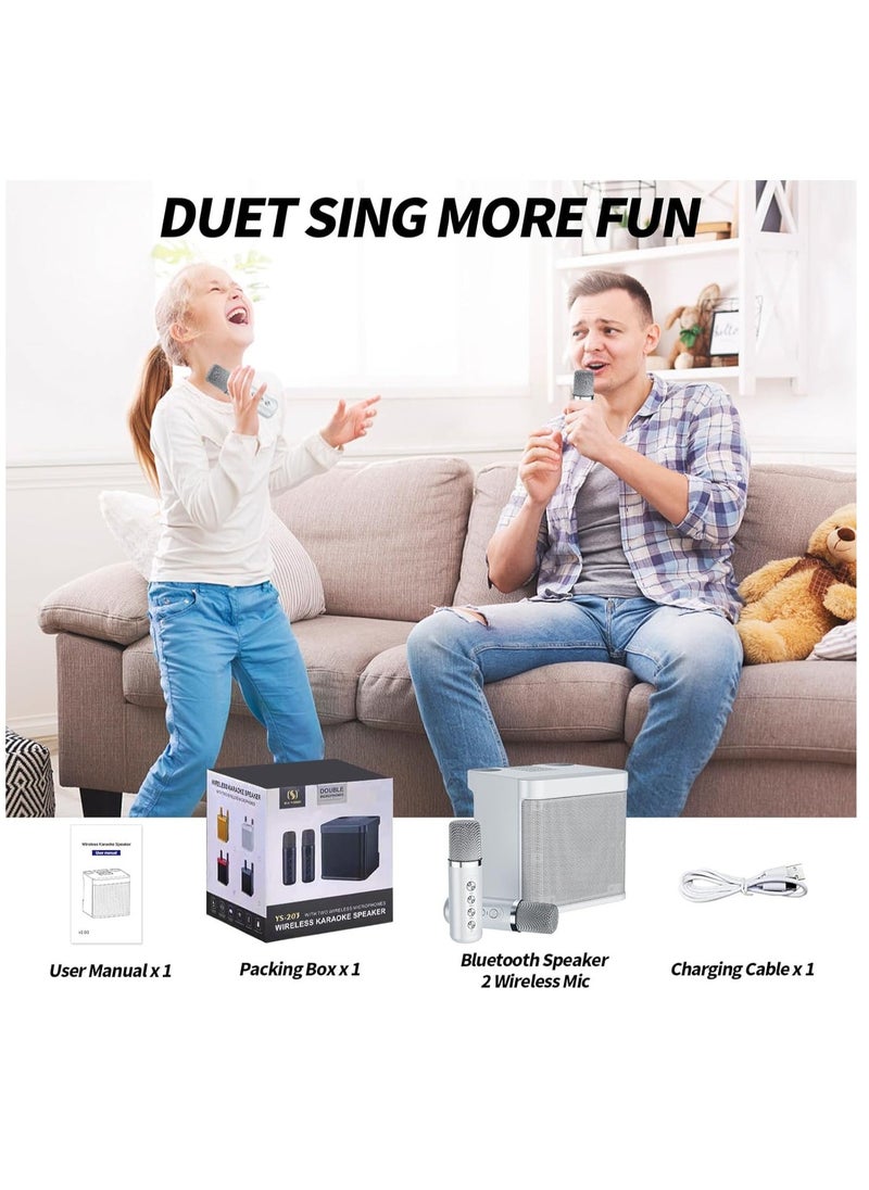 Karaoke Machine for Adults & Kids – Portable Bluetooth Karaoke Speaker with 2 Wireless Microphones, PA Speaker System for Indoor & Outdoor Parties, Family Karaoke Entertainment System