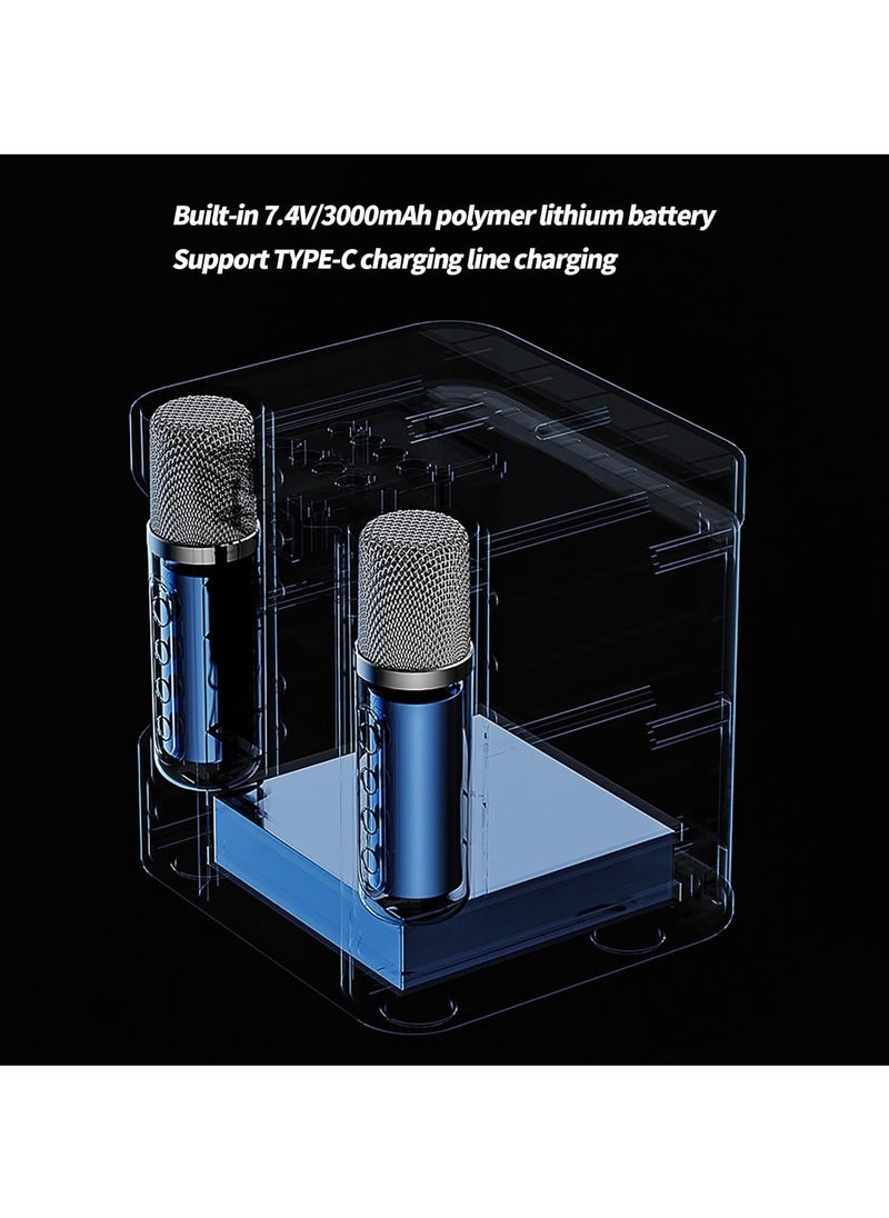Karaoke Machine for Adults & Kids – Portable Bluetooth Karaoke Speaker with 2 Wireless Microphones, PA Speaker System for Indoor & Outdoor Parties, Family Karaoke Entertainment System