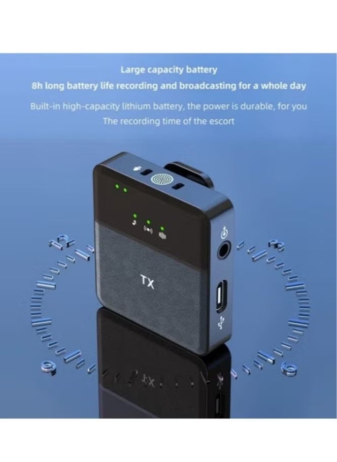 3-in-1 Lavalier 2.4G Wireless Noise Reduction Mic with Dual Transmitter + Receiver for iPhone, Type-C Smartphones & More