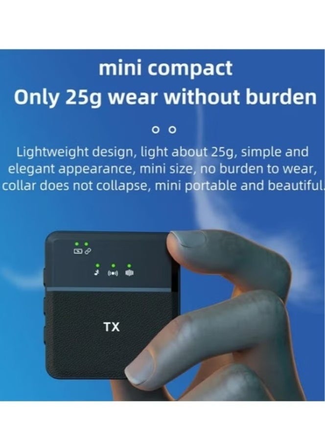 3-in-1 Lavalier 2.4G Wireless Noise Reduction Mic with Dual Transmitter + Receiver for iPhone, Type-C Smartphones & More