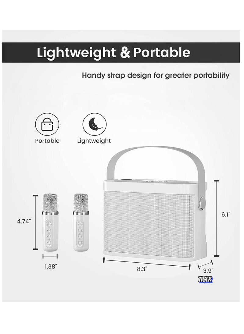 Karaoke Machine with 2 Wireless UHF Microphones – Portable Bluetooth Speaker System for Adults and Children, Voice Cutting Feature, Perfect for Parties, Meetings, Weddings & Churches