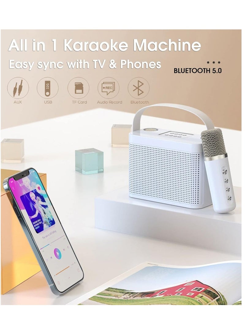 Karaoke Machine with 2 Wireless UHF Microphones – Portable Bluetooth Speaker System for Adults and Children, Voice Cutting Feature, Perfect for Parties, Meetings, Weddings & Churches