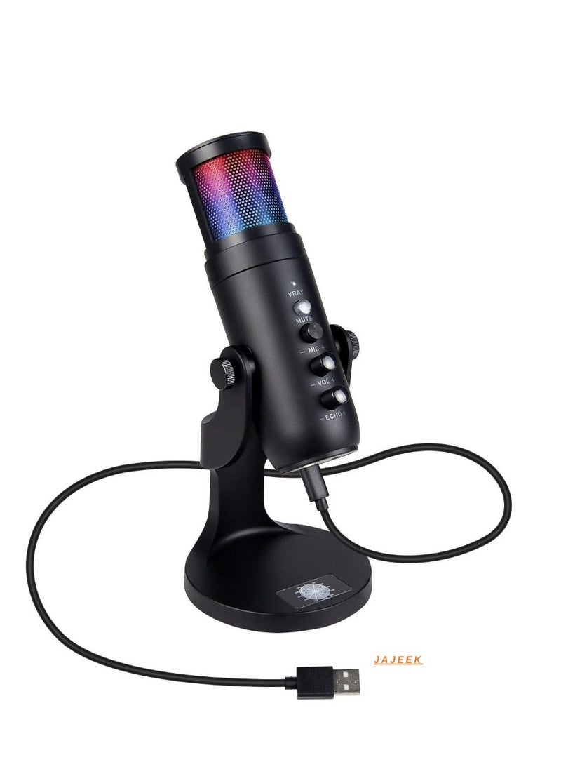 High-Quality Gaming Microphone – Condenser USB Mic with RGB Control, One-Touch Mute for PC, Laptop, PS4/PS5, Twitch & YouTube Streaming