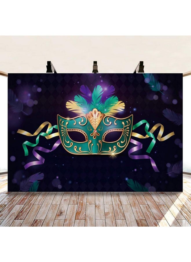 Mardi Gras Backdrop For Photography 9X6Ft Teal Party Mask Masquerade Birthday Party Purple Background Carnival Party Banner Children Adult Shoot Studio Props Vinyl