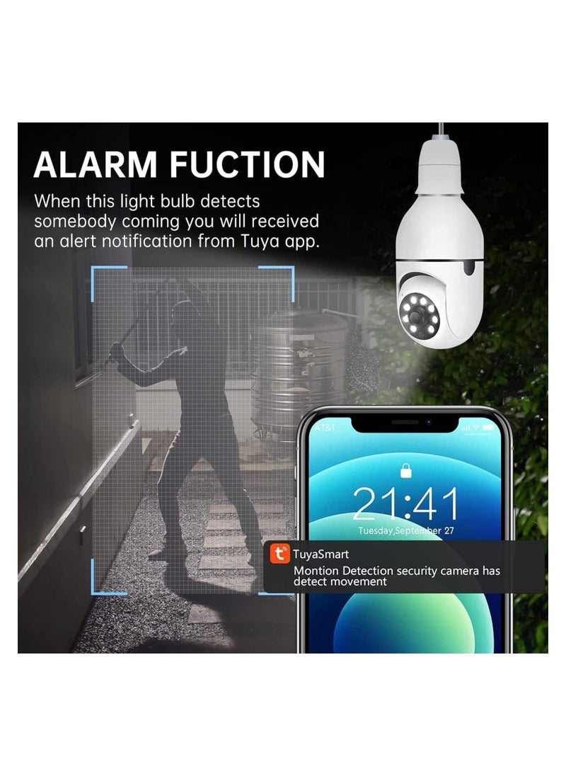 2 Pack Wireless Light Bulb Camera, 360°Panoramic Security Camera, 2.4GHz WiFi Smart 1080P Outdoor Surveillance Camera