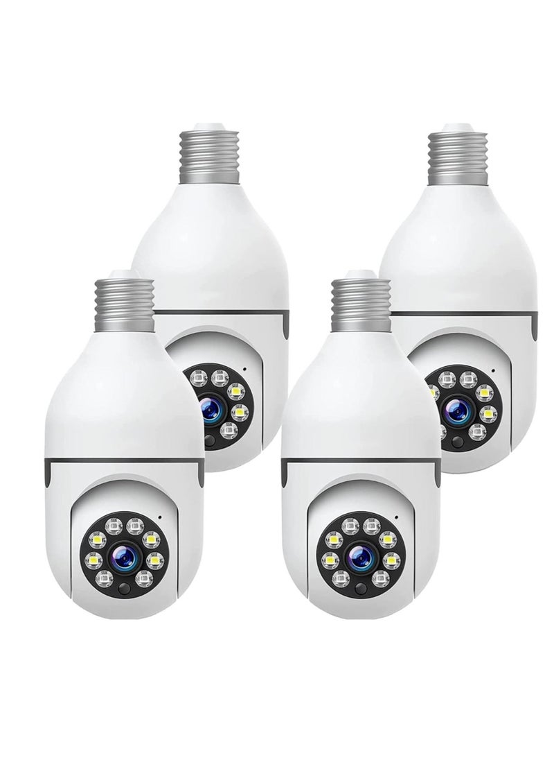 WiFi Light Bulb Camera 360 Degree Wireless Outdoor Security Camera Home Surveillance Cam with 1080P Color Night Vision Human Motion Detection(4-PCS)