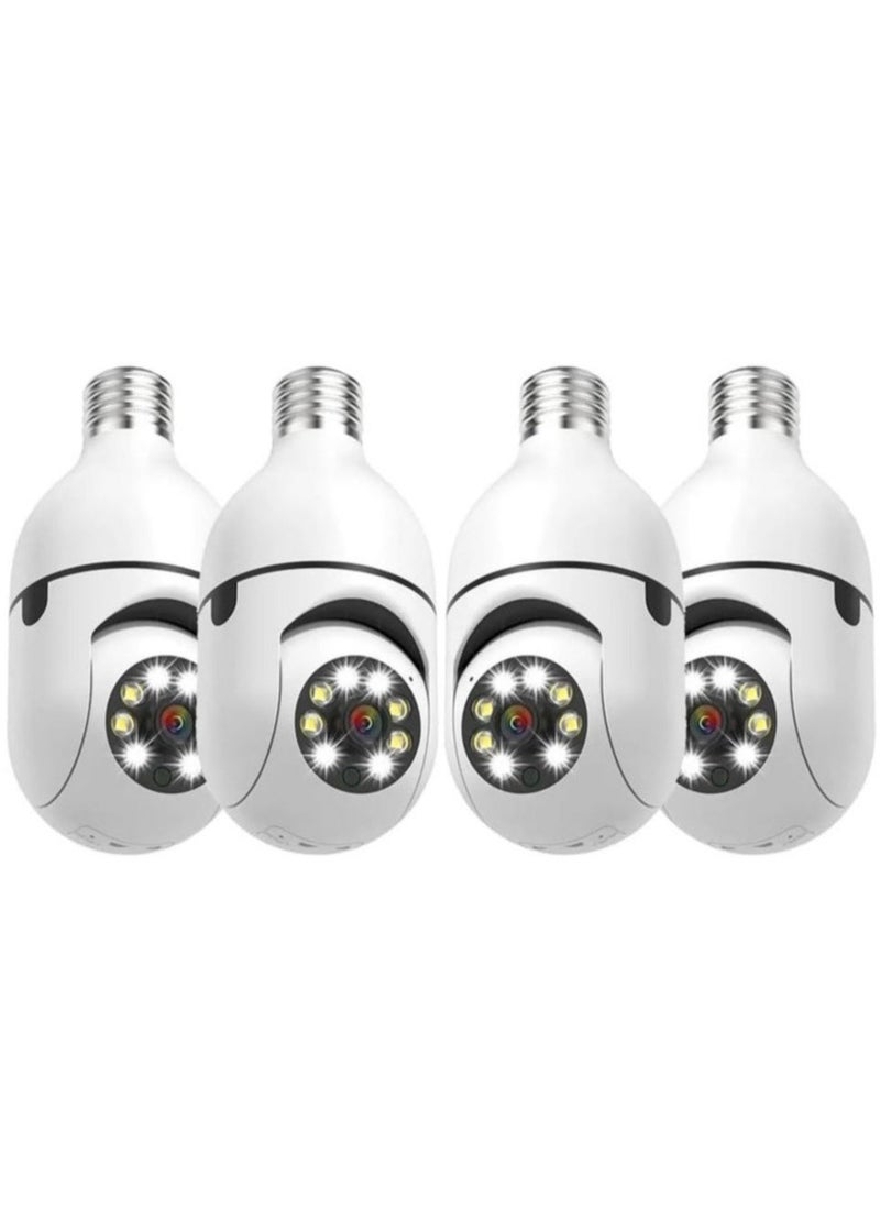 4Pack HD 1080P Wireless Light-Bulb Security Camera, Work with 2.4ghz&5ghz WiFi, Motion Auto Tracking, 2 Way Audio, Spotlight Night Vision, E27 Screw-in CCTV Camera (4pcs)