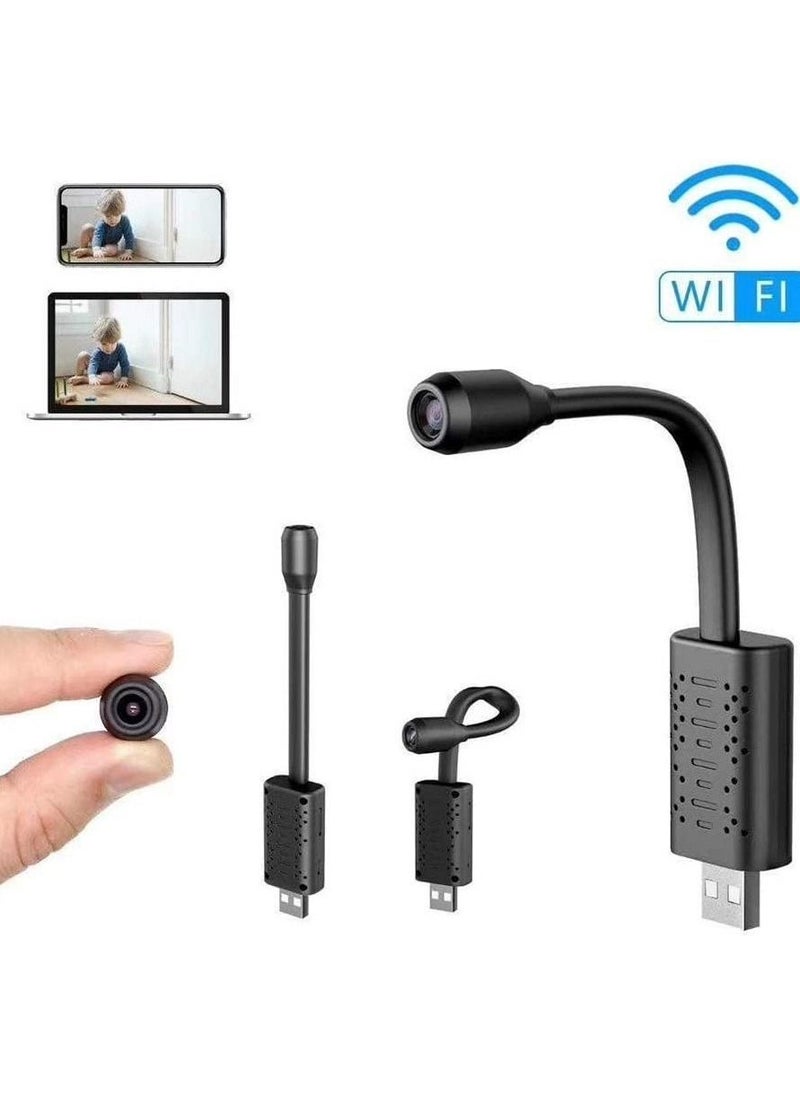 USB Camera Portable Wifi Camera Mini Wireless USB IP Camera Flexible 360 Degree Video Motion Detection Camera (Black)