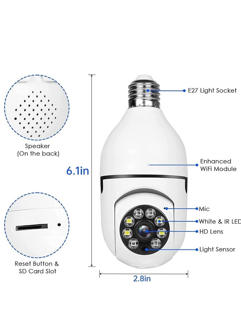 WiFi Light Bulb Camera 360 Degree Wireless Outdoor Security Camera Home Surveillance Cam with 1080P Color Night Vision Human Motion Detection(4-PCS)