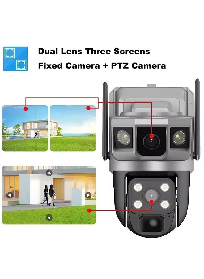 Solar Powered Surveillance Camera 4G Surveillance Cameras 4K HD CCTV Battery Dual Lens Outdoor Smart Home Security Surveillance Cameras