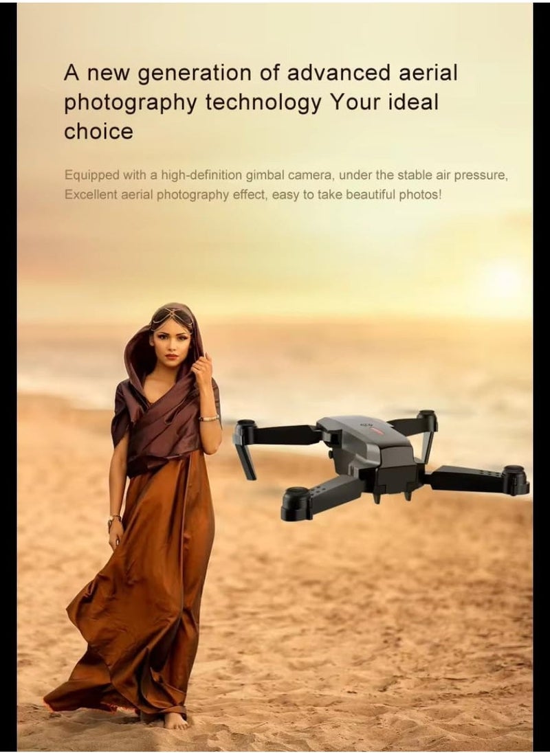 E88 Drone 4K with High Definition Camera – WiFi Foldable Drone, 2.4G 6-Axis RC, Altitude Hold – Black, Perfect for Aerial Photography & Easy Flying – UAE Delivery