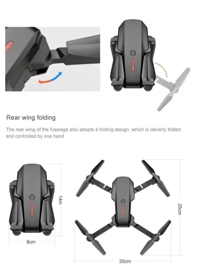 E88 Drone 4K with High Definition Camera – WiFi Foldable Drone, 2.4G 6-Axis RC, Altitude Hold – Black, Perfect for Aerial Photography & Easy Flying – UAE Delivery