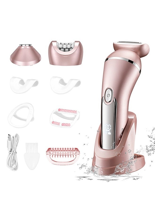 Electric Shaver for Women for Legs Bikini Trimmer Electric Razors for Women Underarm Public Hairs Rechargeable Womens Shaver Wet Dry Use Painless Cordless with Detachable Head