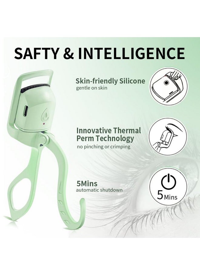 Heated Eyelash Curler - Fast Heat Up Within 5S - 24 Hours Long Lasting - Rechargeable Electric Eyelash Curler - Temperature Control - Safe Anti-Burn Lash Curler - Quick Natural Curling Eye Lashes