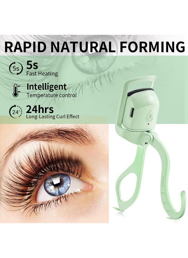 Heated Eyelash Curler - Fast Heat Up Within 5S - 24 Hours Long Lasting - Rechargeable Electric Eyelash Curler - Temperature Control - Safe Anti-Burn Lash Curler - Quick Natural Curling Eye Lashes