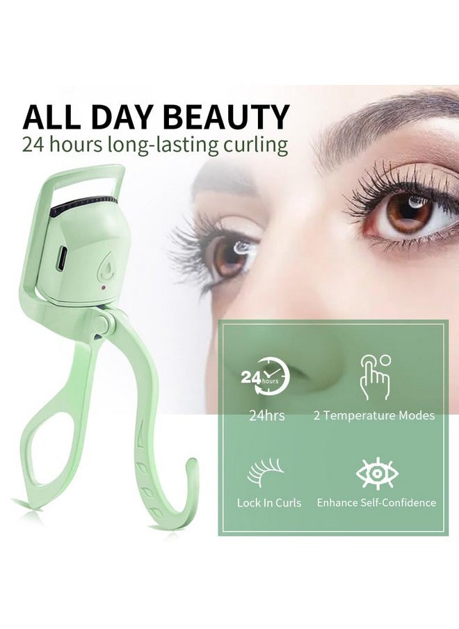 Heated Eyelash Curler - Fast Heat Up Within 5S - 24 Hours Long Lasting - Rechargeable Electric Eyelash Curler - Temperature Control - Safe Anti-Burn Lash Curler - Quick Natural Curling Eye Lashes