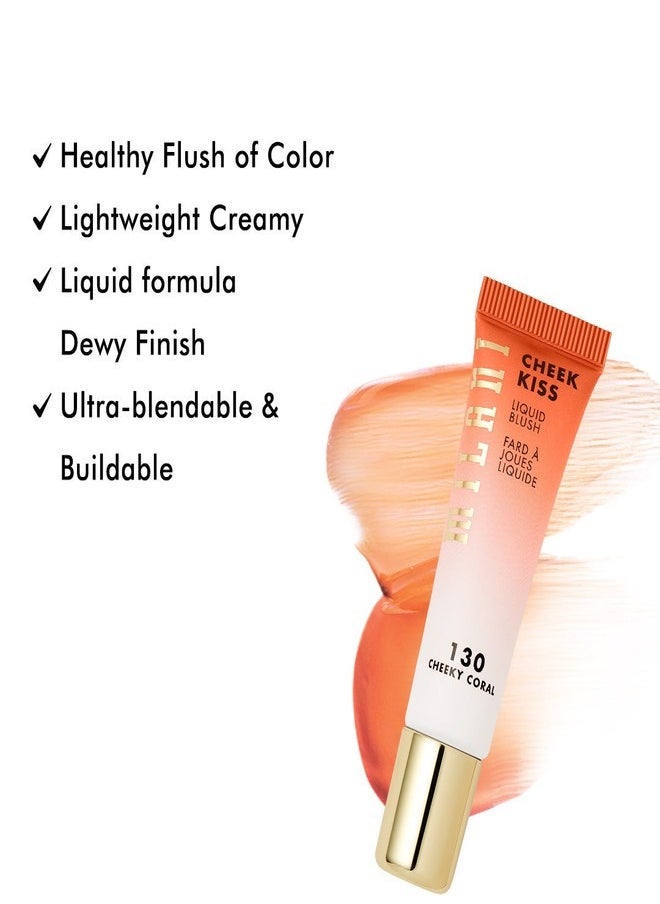 Milani Liquid Cheek Blush #130 Cheeky Coral - 11ml | Lightweight, Buildable, Long-Lasting Formula | Perfect for Natural or Bold Looks